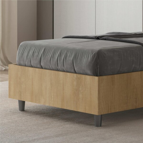 Letto Singolo con Testata Inclinata Modello DEMAS Dimensioni 80x190 cm Posizionabile in Poco Spazio Essenziale Colore Quercia