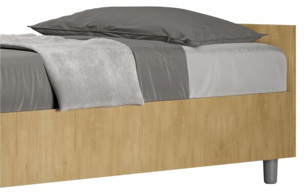 Letto Singolo con Contenitore con Contenitore, Modello NUAMO Dimensioni 80x190 cm Stile Minimal ed Essenziale Colore Quercia