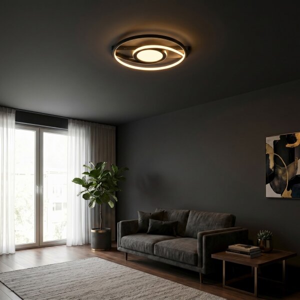 Brilagi - Plafoniera LED dimmerabile TWIRL LED/38W/230V nera + telecomando