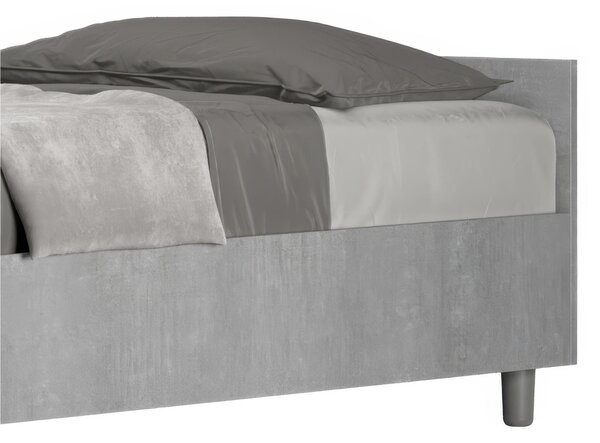 Letto Singolo con Contenitore con Contenitore, E Rete Modello NUAMO Dimensioni 80x190 cm Stile Minimal ed Essenziale Colore Cemento
