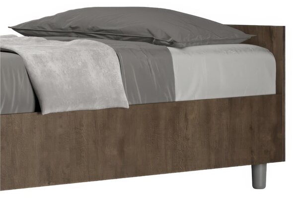 Letto Singolo con Contenitore con Contenitore, Modello NUAMO Dimensioni 80x190 cm Stile Minimal ed Essenziale Colore Noce