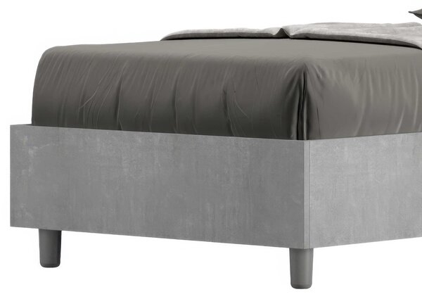 Letto Singolo con Testata Inclinata Modello DEMAS Dimensioni 80x190 cm Posizionabile in Poco Spazio Essenziale Colore Cemento