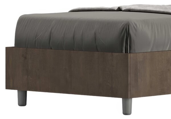 Letto Singolo con Testata Inclinata Modello DEMAS Dimensioni 80x190 cm Posizionabile in Poco Spazio Essenziale Colore Noce