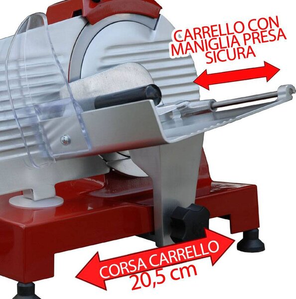 Affettatrice a Gravita Professionale per famiglia lama da 220 AFP rossa 150 watt con affilatorio fisso colore rosso