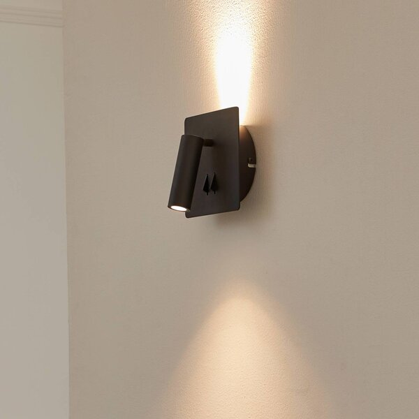 Applique da parete a LED Magya Lucande, Nero, Soggiorno / Sala da pranzo, Alluminio, Moderno, Applique a LED