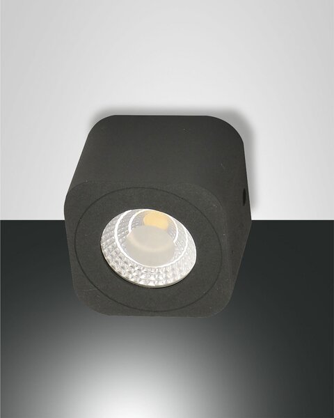 Fabas Luce Faretto da soffitto in metallo 1 luce a LED Palmi Alluminio Antracite 3000k Luce Calda LED INTEGRATO 6W 1 Lampadina Lumen 540