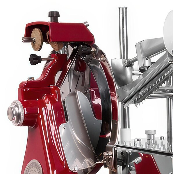 Affettatrice manuale 300 Lusso Volano Pieno Dimensioni 89x70xh 55 cm- peso 44.3 kg - Lama 300 mm taglio 0-2,5 mm in alluminio acciaio e verniciatura a fuoco rossa