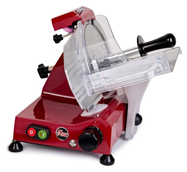 Affettatrice domestica a Gravit� FAC F195 AF con affilatoio fisso lama 52x36xh31,5 cm - Lama 195 mm in lega leggera di alluminio colore rosso