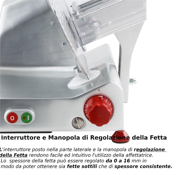 Affettatrice domestica a Gravit� FAC F300 R con affilatoio Fisso per lama 65x48,5xh44 cm - Lama 300 mm - 25 Kg in lega leggera di alluminio