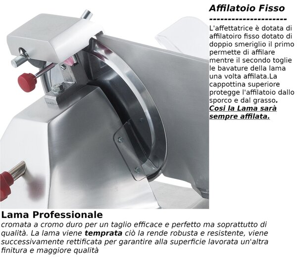 Affettatrice domestica a Gravit� FAC F275 I con affilatoio Fisso per lama 64x49,5xh44 cm - Lama 275 mm - 22 Kg in lega leggera di alluminio