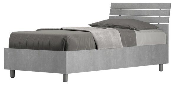 Letto Singolo a DOGHE e Testata Inclinata Modello ANKEL Dimensioni 80x190 cm Posizionabile in Poco Spazio Essenziale Colore Cemento