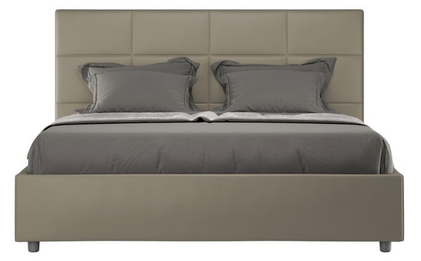 Letto Matrimoniale alla Francese giroletto imbottito Modello MIKA Dimensioni 140x190 cm Testata con trame geometriche rettangolari Bassa Colore Cappuccino