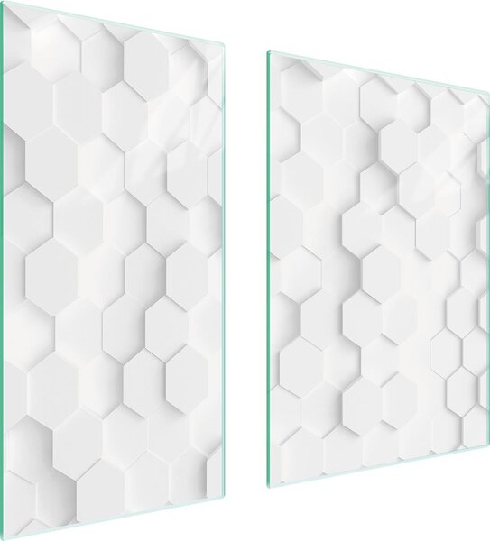 Piastre copriforno 2 pezzi 75x52 Coperchio per piano cottura in Vetroceramica tagliere in vetro modello bianco