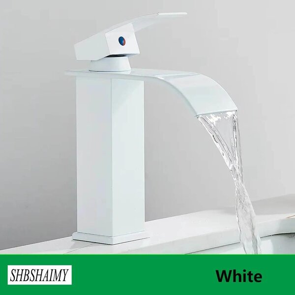 Rubinetto per lavabo da bagno - Rubinetto monoforo - Miscelatore caldo/freddo - Monocomando - Cartuccia in Vetroceramica - Corpo in ottone - Montaggio a vista - Bianco