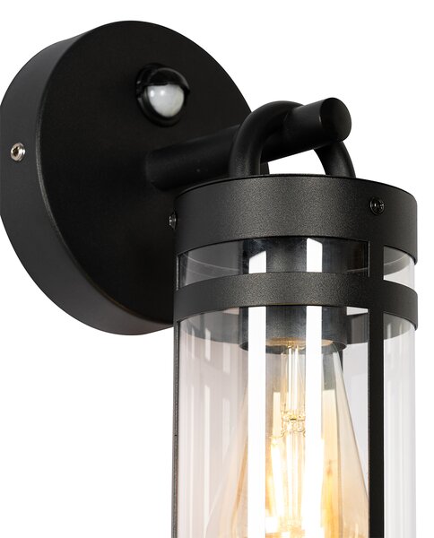 Lampada da parete per esterni nera IP44 con sensore di movimento - Ruben