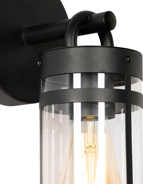 Lampada da parete per esterni nera IP44 con sensore crepuscolare - Ruben