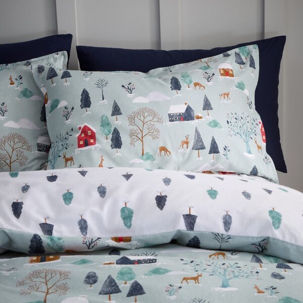 Biancheria da letto in flanella per letto singolo 135x200 cm Winter Scene - Bianca