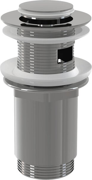Valvola di scarico Alcadrain per lavabi CLICK/CLACK 5/4" interamente in metallo con troppopieno, tappo piccolo