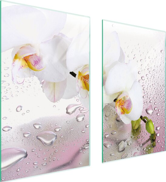 Piastre copri fornelli 2 pezzi 75x52 Copri piano cottura in Vetroceramica tagliere in vetro Orchid White
