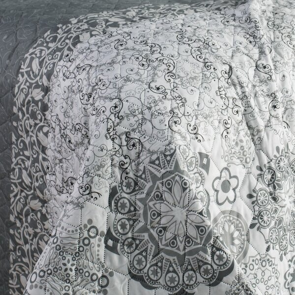 Copriletto bifacciale in microfibra bianco e grigio, 260 x 240 cm Alhambra - DecoKing