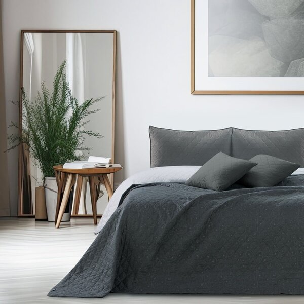 Copriletto bifacciale in microfibra bianco e grigio, 260 x 240 cm Alhambra - DecoKing