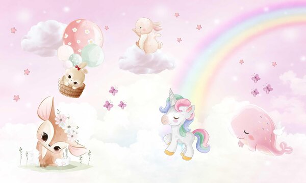 Tappeto magnetico per radiatori, Radiatori, Animali, Arcobaleno, Rosa, 60x100