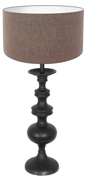 Anne Lighting - lampada da tavolo - Lyons - nero - legno lino - Ø 40cm - E27 - 3486ZW
