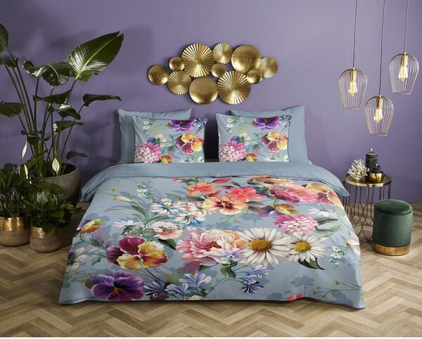 Biancheria da letto matrimoniale in cotone organico grigio Girasole, 200 x 220 cm Organic - Descanso