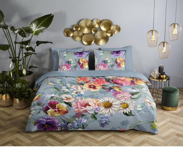 Biancheria da letto matrimoniale in cotone organico grigio Girasole, 200 x 220 cm Organic - Descanso