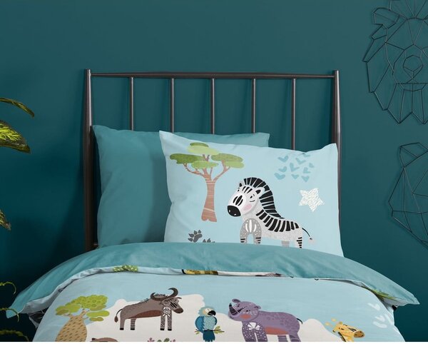 Set copripiumino e federa da bambini blu per letto singolo/per letto esteso 140x220 cm Wild Life – Good Morning