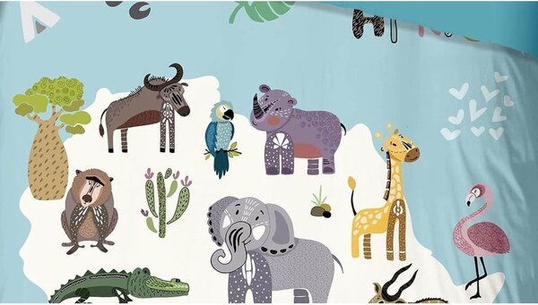 Set copripiumino e federa da bambini blu per letto singolo/per letto esteso 140x220 cm Wild Life – Good Morning
