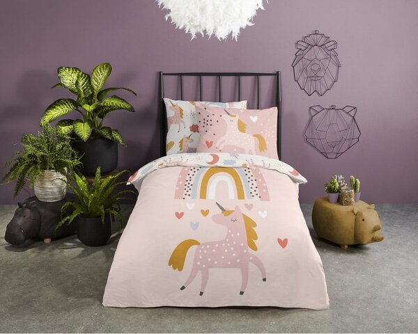 Biancheria da letto in cotone per bambini Unicorno, 140 x 220 cm - Good Morning