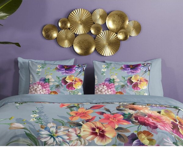 Biancheria da letto matrimoniale in cotone organico grigio Girasole, 200 x 220 cm Organic - Descanso