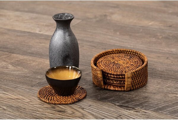 Set di sottobicchieri marroni in rattan 6 pz – Tiseco Home Studio