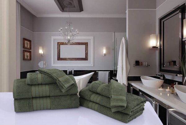 Set di 4 asciugamani in spugna di cotone verde scuro 50x100 cm - Good Morning