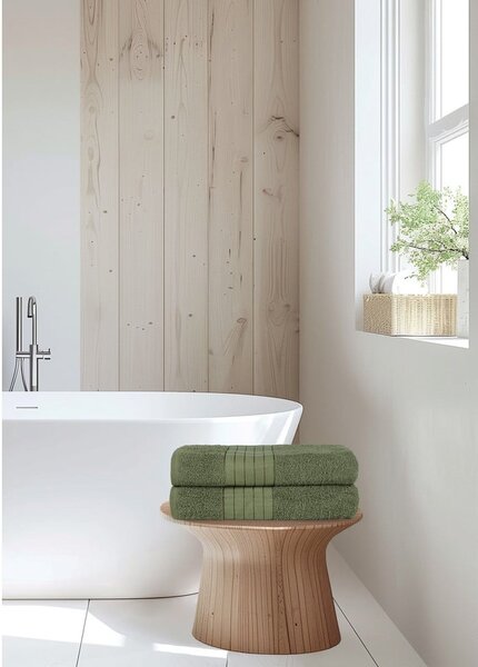 Set di 2 asciugamani in spugna di cotone verde chiaro 70x140 cm - Good Morning