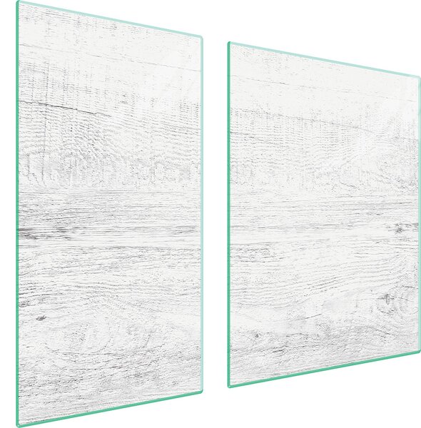 Piastre copri fornelli 2 pezzi 90x52 Copri piano cottura in Vetroceramica tagliere in vetro legno bianco