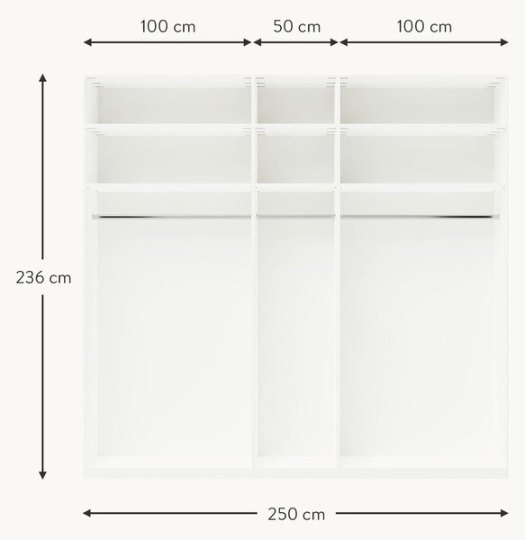 Armadio componibile con ante battenti Charlotte, Larg. 250 cm, in diverse varianti