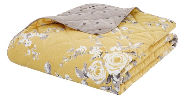Copriletto giallo con motivo floreale , 220 x 230 cm Canterbury - Catherine Lansfield