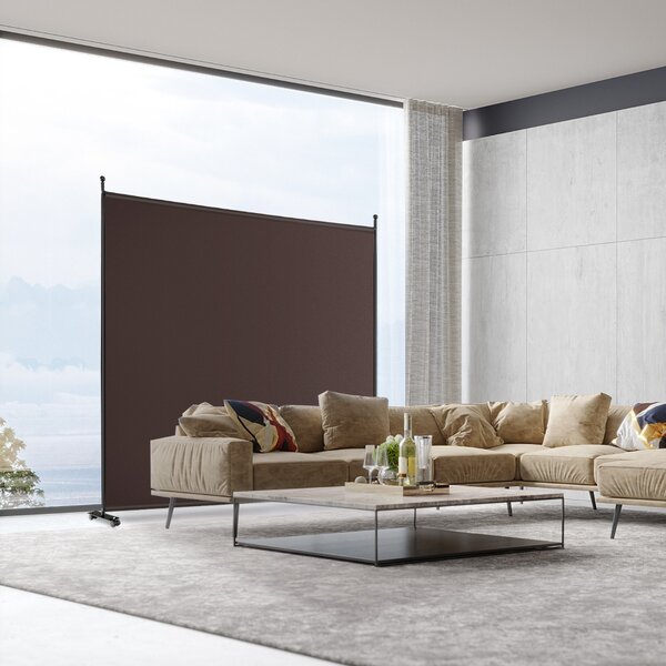 Costway Pannello divisorio singolo con ruote bloccabili, Paravento da interno portatile da soggiorno 184x184cm Marrone