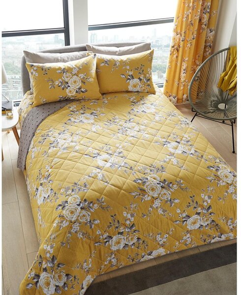 Copriletto giallo con motivo floreale , 220 x 230 cm Canterbury - Catherine Lansfield