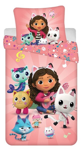 Biancheria da letto per bambini in cotone per letto singolo 140x200 cm Gabby's Dollhouse - Jerry Fabrics