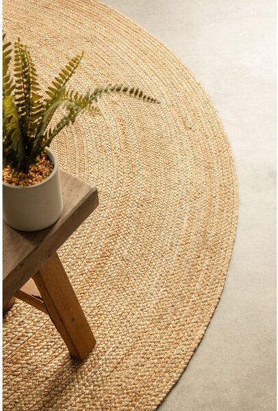 Tappeto rotondo di colore naturale in iuta reversibile ø 140 cm Braided – Hanse Home