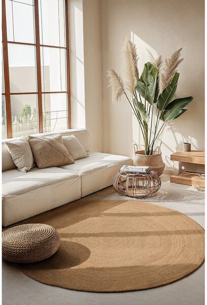 Tappeto rotondo di colore naturale in iuta reversibile ø 140 cm Braided – Hanse Home