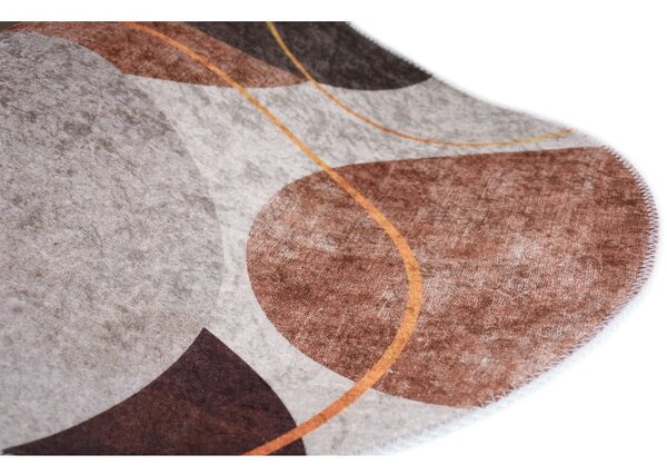 Tappeto lavabile marrone e crema 80x120 cm Oval - Vitaus