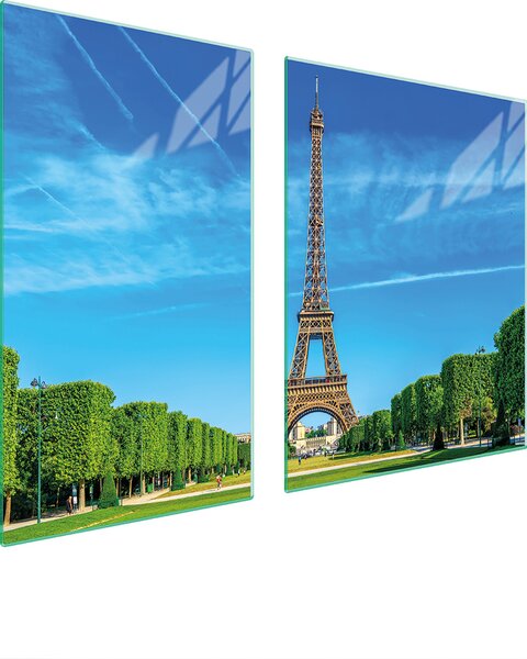 Piastre copri fornelli 2 pezzi 100x52 Copri piano cottura in Vetroceramica tagliere in vetro Torre Eiffel paesaggio