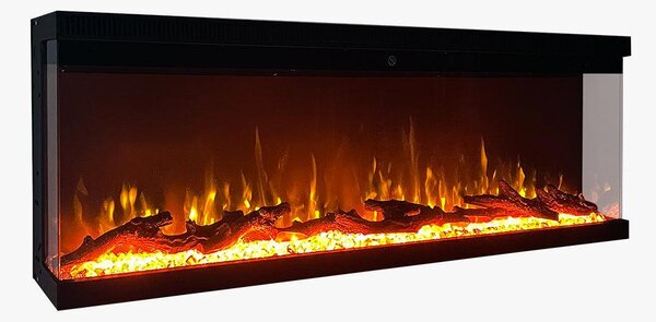 Camino elettrico da parete caminetto a incasso 3 Lati BOSTON130 L127 x P20 x H44