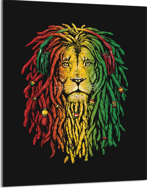 Piastra copriforno 40x52 Coperchio per piano cottura in Vetroceramica Paraspruzzi Piatto in vetro Tagliere decorativo, Lion Rasta