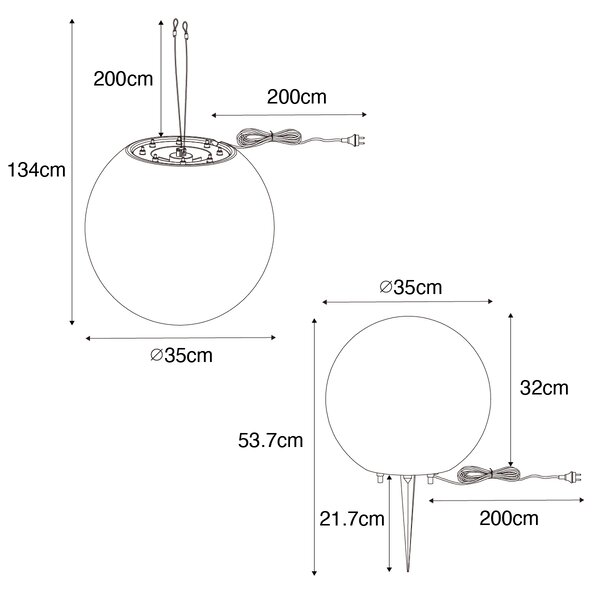 Lampada da esterno smart bianca 35 cm IP65 incl. WiFi A60 - Nura