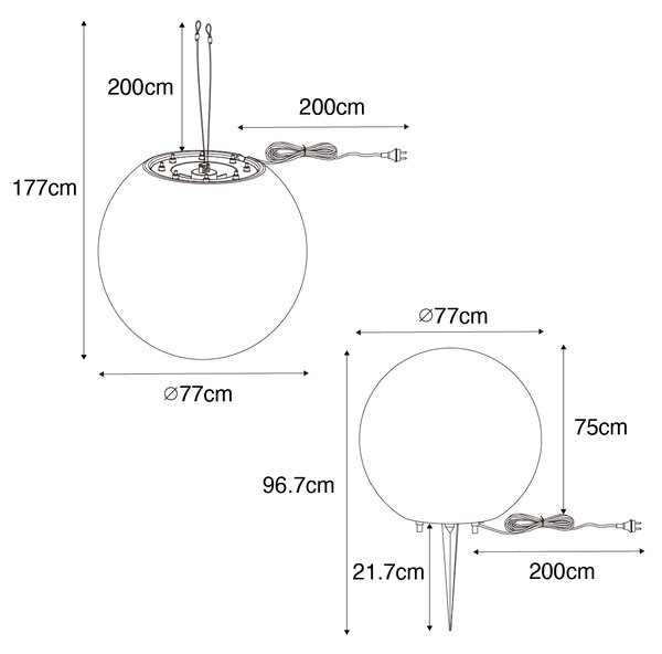 Lampada da esterno smart grigia 77 cm IP44 con Wifi A60 - Nura